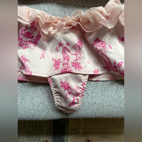 HOT! Victoria Secret SEXY LITTLE THINGS satin MERMAID ruffled bra 34B & PANTY - Picture 9 of 13